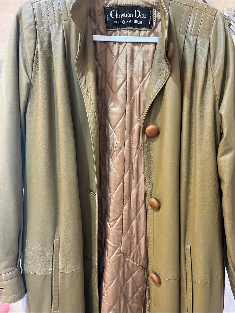 Dior Olive Green Leather Trench Coat - Picture 5 of 9